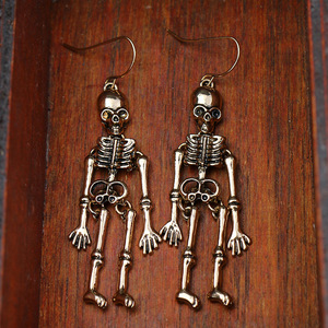 Pendientes de esqueleto de aleación de zinc galvanizados, joyería de moda unisex para Halloween - Product Image 4