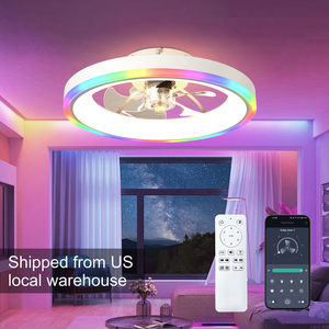 19.7" Modern RGB <b>Ceiling</b> Fan with <b>Lights</b>, Flush Mount Low Profile Fan with Dimmable 3000-6500K LED for Bedroom, White - Product Image 1