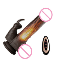 Brauner Dildo-Vibrator Beheizt Realistischer Flüssigsilikon-Dildo Erotikspielzeug für Frauen und Männer mit 3 Stoßfunktionen 10 Vibrationsmodi