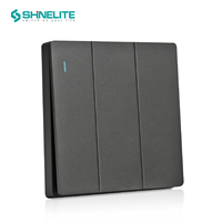 Interrupteurs électriques Shinelite, nouveau design, interrupteurs lumineux 3 gang 4 gang, interrupteurs muraux avec CE CB GCC ROHS