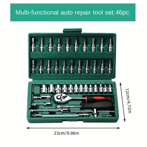 46Pcs Carbon Thép Ratchet Cờ Lê Ổ Cắm Thiết Lập Bền Đa-Chức Năng Sửa Chữa Ô Tô Công Cụ Kit OEM Tùy Chỉnh Kết Hợp - Product Image 4