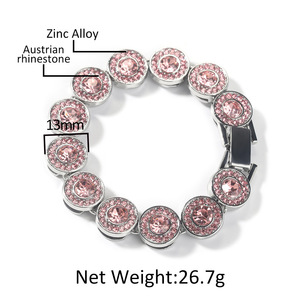Fashionable Versatile Pink Diamond Alloy <b>Bracelet</b> Minimalist Geometric <b>Bracelet</b> Cool Trendy Hip Hop Hand Accessory - Product Image 6