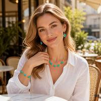 Bijoux en pierre naturelle et acier inoxydable, bracelet avec pendentif en pierre précieuse, hypoallergénique, couleur de pierre personnalisée, cadeau bohème OEM