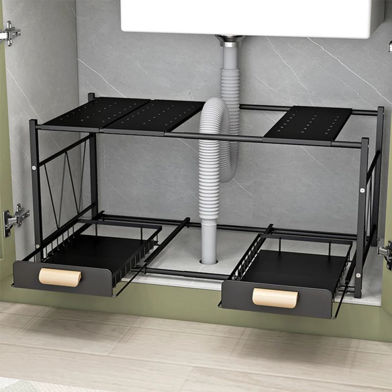 Expandable Stainless Steel Double Tier Storage Rack Under Sink ...