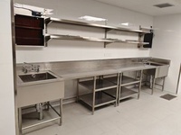 Table de travail de cuisine professionnelle en acier inoxydable sur mesure, robuste, pour la préparation des aliments et la collecte des déchets