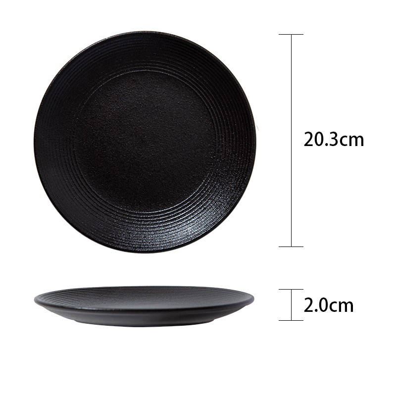 Assiette noire - 8 pouces