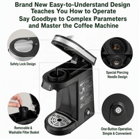 Machine à café à dosettes individuelles avec panier filtrant amovible et lavable, tension large 110-240V, compatible avec les tasses de 8,6 à 13,5 cm pour la cuisine