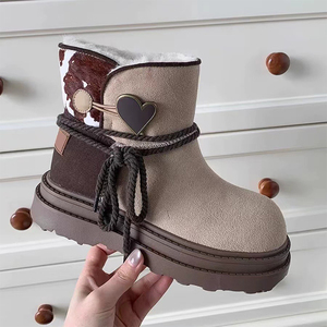 Stivali invernali all'ingrosso con punta larga per donna stivali stile moda personalizzati con Logo di cotone scarpe calde da donna stivali da neve - Product Image 4
