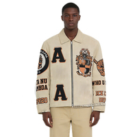 Veste en tissu tapisserie pour hommes, veste bomber oversize de style universitaire, veste de fraternité grecque brodée