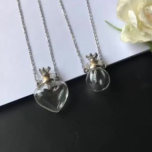 Pendentif Collier Goutte d'Eau Cœur en Agate Cristalline Ouvrable pour Huile Essentielle, Bijou Commémoratif Parfumé, Flacon Tendance en Émail - Product Image 5