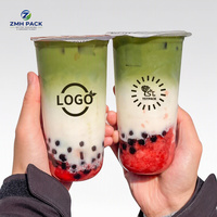 Gobelets en PET transparents personnalisés avec logo, 12oz, 16oz, 20oz, 24oz, jetables, pour café glacé, thé au lait, avec couvercle