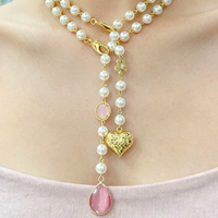 FM-HDN2323 Collier avec pendentif en forme de larme de couleur élégante, collier avec breloque en forme de cœur plaqué or, collier à fermoir pour femme