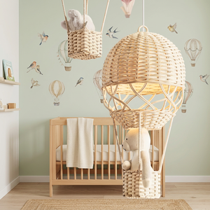 Sculpture murale en rotin tissé à la main, forme rectangulaire, ballon à air chaud bohème, décoration de chambre d'enfant, décoration de la maison - Product Image 3