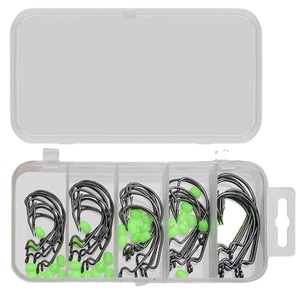 OEM 50pcs/box 5 크기 38105 고 탄소 강철 낚시 후크 가시 지그 후크 웜 소프트 미끼 센코 미끼 텍사스 리그 후크 키트 - Product Image 1