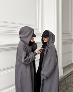 Áo choàng Abaya có logo tùy chỉnh dành cho nữ, có túi bên, kiểu dáng áo khoác dài rộng, kiểu áo choàng Muslim, áo sweatshirt tay dài, phong cách Gothic đường phố - Product Image 2