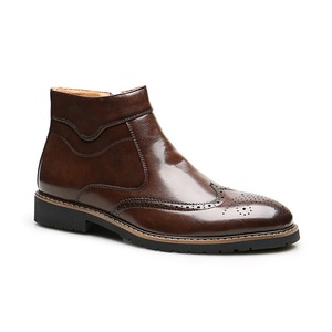 Mocassins décontractés pour hommes, bottes confortables <span class=keywords><strong>vintage</strong></span> à fermeture éclair, <span class=keywords><strong>chaussures</strong></span> de bureau et de soirée pour hommes - Product Image 4
