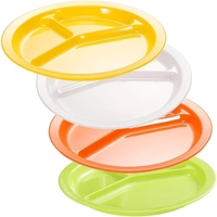 Assiettes à dîner divisées en mélamine biodégradable écologiques et sûres avec 3 compartiments, lavables au lave-vaisselle, réutilisables pour adultes et enfants
