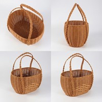 Panier suspendu en rotin tressé à la main avec poignée, en osier naturel, écologique, pour rangement, pique-nique, courses, organisation domestique et décoration