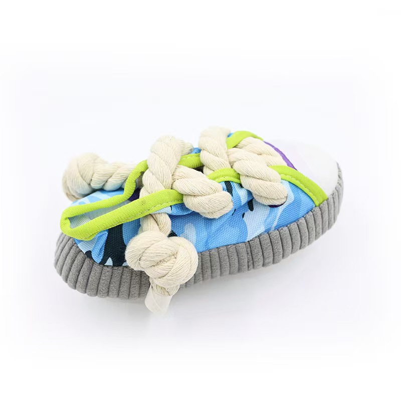 Zapatillas de cuerda de algodón con suela gris.