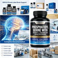 OEM Vente En Gros Complément Cérébral Nootropique Phosphatidylsérine 400mg Rhodiola L-Théanine Vitamine B6 Gélules Mémoire Focus