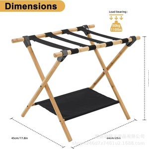 Bamboo Foldable Luggage Rack Portable Wooden <b>Suitcase</b> <b>Storage</b> Rack Hotel Guesthouse Shoe Organizer Two Layer Foldable - Product Image 3