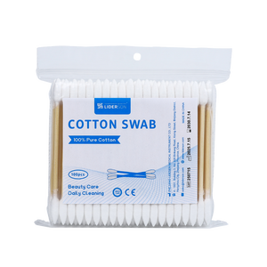 Bâtonnets de coton de haute qualité, bâtonnets de nettoyage des oreilles, bâtonnets de coton à double pointe, bâtonnet de coton en bambou, coton-tige avec sac pour le maquillage - Product Image 1