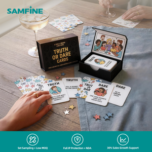 Cartes de jeu de vérité <span class=keywords><strong>ou</strong></span> de défi pour fêtes sur la plage tropicales, imprimées recto-verso, en papier d'art certifié FAMA&ICTI, personnalisées et emblématiques - Product Image 1