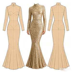 Abito da Sera Haute Couture Personalizzato, Lussuoso Vestito a Sirena con Paillettes, Elegante Abito da Cerimonia per Donne, Ideale per Feste, Balli, Matrimoni - Product Image 2