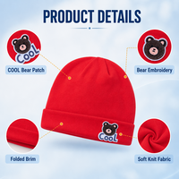 Gorro de Bebé de Algodón Suave con Bordado de Oso, Gorro para Dormir para Bebés y Niños Pequeños, Envío Inmediato al por Mayor