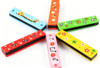 Wholesale Wooden 16 Hole Harmonica Wind Instrument Musical Instrument Mini Early Educational Music Toy