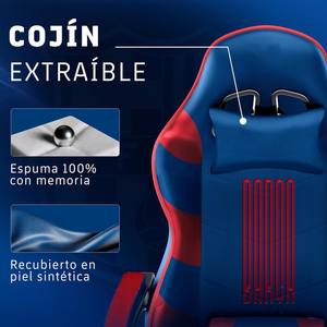 Chaise de bureau Anji avec repose-pieds rétractable, en tissu bleu, pour jeunes, chaise de gaming officielle, chaise de gaming massante pour maître de jeu - Product Image 5