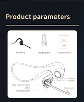 Écouteurs sans fil à conduction aérienne à design exclusif, tour de cou, avec crochet d'oreille, Bluetooth 5.2, pour le sport