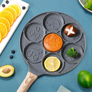 Poêle à crêpes antiadhésive 7 trous 26Cm, 1 pièce, nouvelle cuisine de noël, <span class=keywords><strong>Mini</strong></span> visage et Smile - Product Image 2