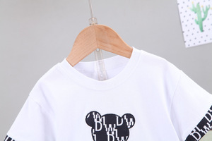 Vêtements de boutique pour enfants d'été, vêtements noirs et blancs pour garçons, ensembles de vêtements de nuit avec motif de dessin animé - Product Image 3