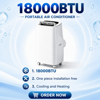 Climatiseur mobile électrique portable haute efficacité 18000 BTU R290a, sans installation requise, pour maison et hôtel
