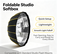 Triopo KL-85 120cm CM Easy Lock Diffuseur Beauty Dish Pliable en Alliage d'Aluminium Argenté à Pliage Rapide pour Monture Bowens Studio