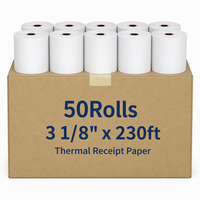 Gulungan Kertas Struk 3 1/8 X 230 Ft 48gsm Bebas BPA Kertas Cetak Thermal untuk Mesin POS Toko Ritel Grosir