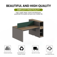 Escritorio de Trabajo Moderno para PC y Portátil de MDF, Estación de Trabajo Modular de Oficina para 2 Personas