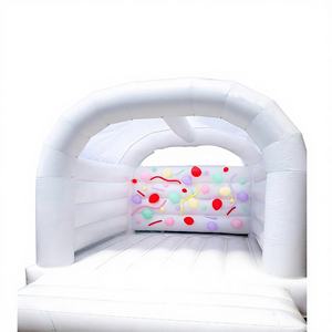 Château gonflable pour fêtes et mariages, blanc, pour enfants et adultes, en PVC, capacité 400 kg - Product Image 1