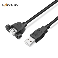 Câble d'extension USB 2.0 mâle vers femelle avec trou de fixation par vis pour outil de diagnostic automobile