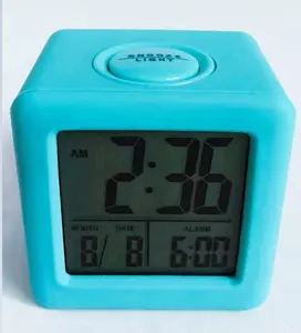 neon rubber case with digital cube lcd alarm clock of fun gift for children