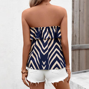 <span class=keywords><strong>Blusa</strong></span> informal sin <span class=keywords><strong>tirantes</strong></span> para mujer, Top con volantes, gasa transpirable, nueva gran oferta, botón tejido, moda sencilla para primavera y verano - Product Image 3
