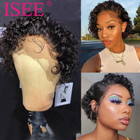 Perruque courte en dentelle transparente, coupe pixie, cheveux humains, vente chaude d'été, perruques courtes pixie pas chères pour femmes noires, perruque naturelle courte