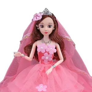 Costume all'ingrosso 2024 30cm vestito da bambola lungo fino al pavimento abito da sposa ragazza giocattolo bambola di stoffa