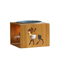 Brûleur à huile essentielle en bambou brûleur à cire parfumée avec bougeoir brûleur d'arôme aromathérapie diffuseur d'huile bougie chauffe-plat