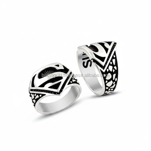 925K Sterling Silver Art Superman Men <b>Ring</b> - Product Image 2