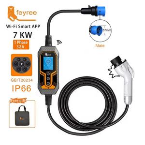 Chargeur de voiture électrique Feyree 7KW 32A portable, chargeur EV GBT, application WIFI, télécommande, station de recharge rapide AC EV - Product Image 1