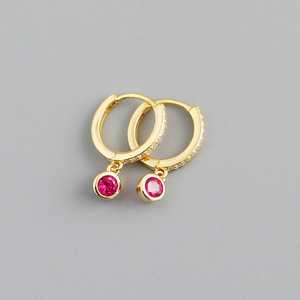 Boucles d'oreilles créoles en argent sterling avec zircon cubique Boucles d'oreilles créoles S925 Designer Boucles d'oreilles créoles personnalisées en zircon coloré - Product Image 3