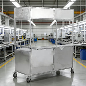 Carrito de Comida Plegable de Acero Inoxidable con 4 Ruedas para Venta Ambulante de Hot Dogs, Helados, Dulces y Café - Product Image 2