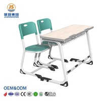 Ensemble de bureau et chaise double réglables en hauteur pour étudiants, idéal pour les salles de classe primaires